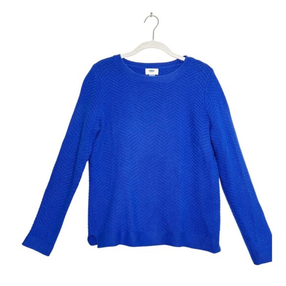 Old Navy Women's Zig Zag Long Sleeve Pullover Sweater in Bluetiful - Sz M - Picture 1 of 6